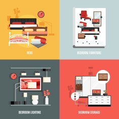 Bedroom Furniture Icons Set
