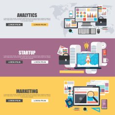 Flat design concepts for business marketing analytics and startup