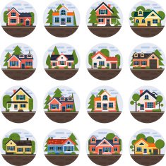 Modern flat vector buildings set N23