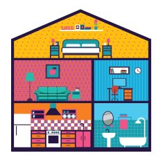 bright vector detailed modern house interior