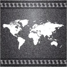 World map on jeans background texture Vector