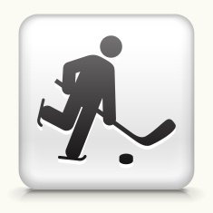 Square Button with Hockey Player N2
