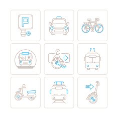 Set of vector public transport icons and concepts