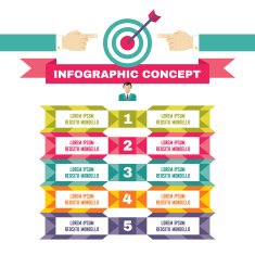 Infographic Concept Illustration with Target and Human Hands