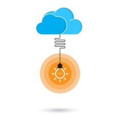 Flat cloud and creative light bulb sign on background N2