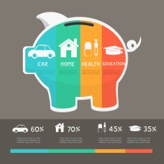 Money saving planning infographics template N4