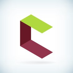 Modern letter C icon flat design element template N3