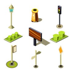 Flat 3d Isometric High Quality City Street Urban Objects Icon N2