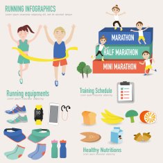 Running infographic with male and female in the finish line N2