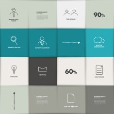 Flat template Infographic square panel chart N2