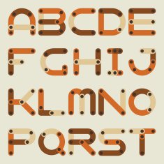 Vector flat alphabet in building kit style N6