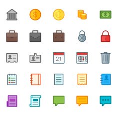 25 Icons in Material Design Color Palette set 1 N2