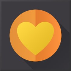 Flat design heart icon on black background N5