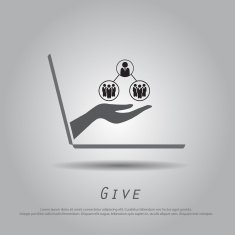 hand hold chart from laptop vector icon N2