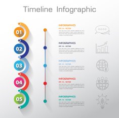 Long Shadow Design clean number timeline template graphic or web N9