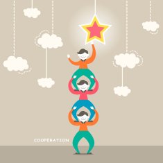 flat design illustration concept of cooperation