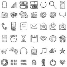 Vector Set of Sketch Mobile Icons N2