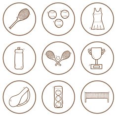 Set of hand drawn tennis icons N3