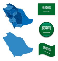 Saudi Arabia Map and Flag Collection N2