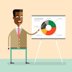 African american manager gives a presentation