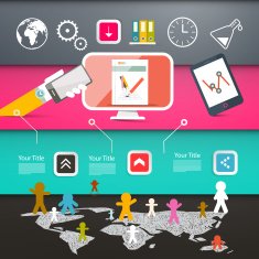 Web Page Layout with Technology Icons