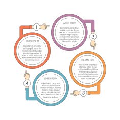 Abstract vector 4 steps infographic template in flat outline style N3