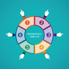 Abstract vector 6 steps infographic template in flat style N2