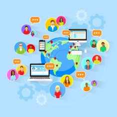 Social Media Global Communication People World Map