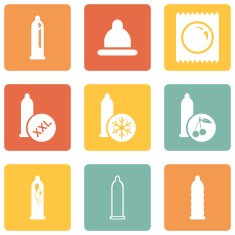 Vector Set of Condom Icons Types Condoms N16