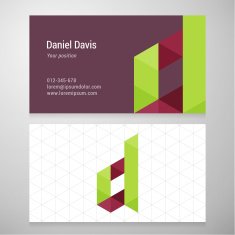 Modern letter D origami Business card template N2