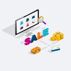 Flat 3d web isometric e-commerce sale electronic business onli