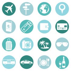 Vector Set of Travel and Vacation Icons N18
