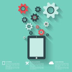 Flat abstract background with web icons Interface symbols Cloud computing N75