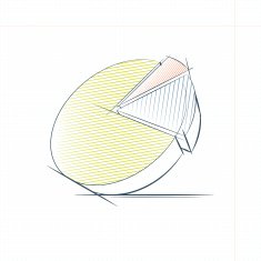 Pie chart hand-drawn style on paper with squares N2