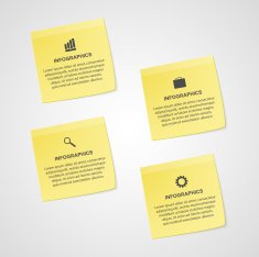 Abstract yellow note paper options infographics template