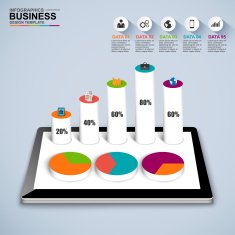 Abstract 3D isometric business Infographic N5