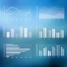 Graphs Icon Set on Blurry Background
