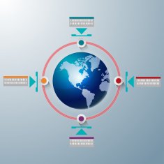 World global Teachnology info graphic vector