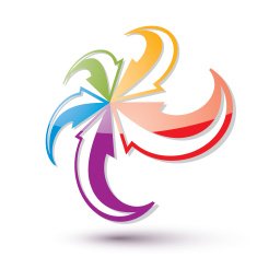 Looping arrows vector abstract symbol 3d icon