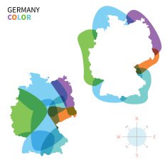 Abstract vector color map of Germany with transparent paint effect