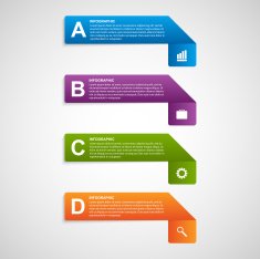 Paper sticker banners options infographic Design element N3