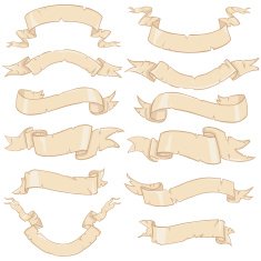 Vector Set of Beat-up Ribbons for Your Text