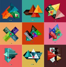 Set of flat design geometric infographic templates N2