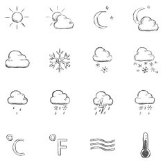vector set of sketch weather icons N2