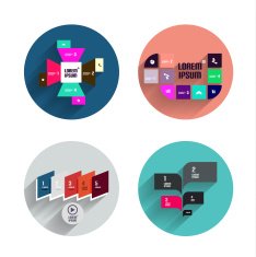 Flat long shadow infographic designs N8