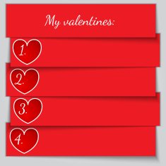Vector red paper enumerated valentine list
