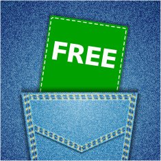 Free tag Blue back jeans pocket realistic denim texture