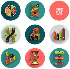 Flat long shadow infographic designs N11