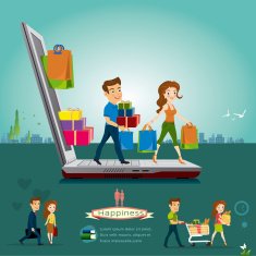 Couple shopping infographics vector illustration N5