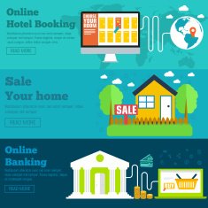 social business travel online banking parking and sale house banners N2